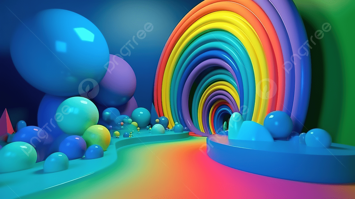 3D Rainbow Scene Wallpaper Background, 3D Illustration Blue Theme Color Rainbow Background, HD Photography Photo Background Image And Wallpaper for Free Download - 