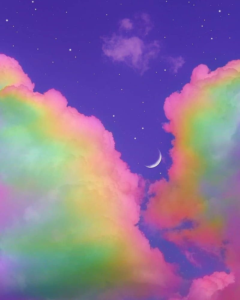 Rainbow aesthetic, cloud, purple, HD phone wallpaper - 